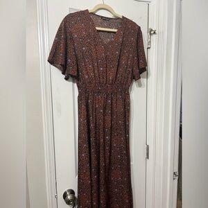 Black and orange floral maxi dress